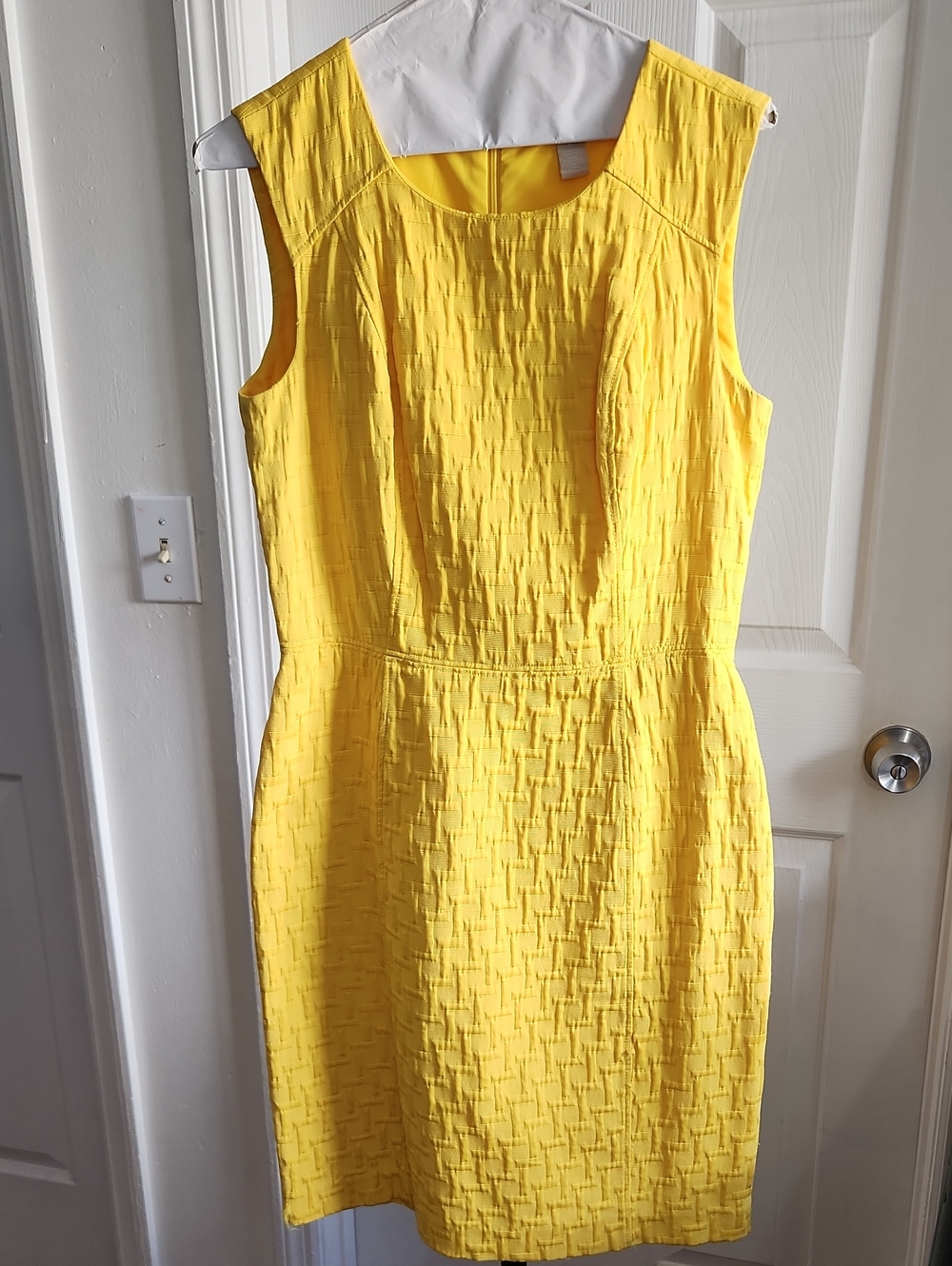 Banana Republic Bright Yellow Textured Sleeveless Sheath Dress